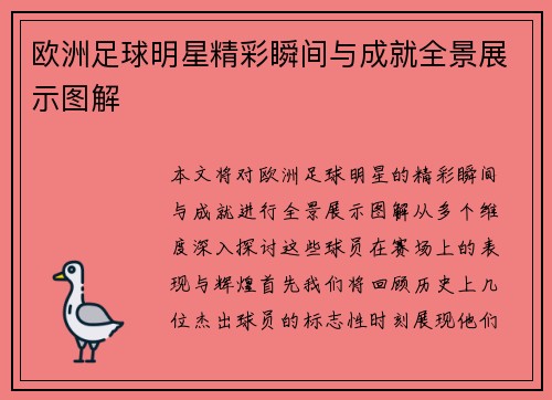 欧洲足球明星精彩瞬间与成就全景展示图解
